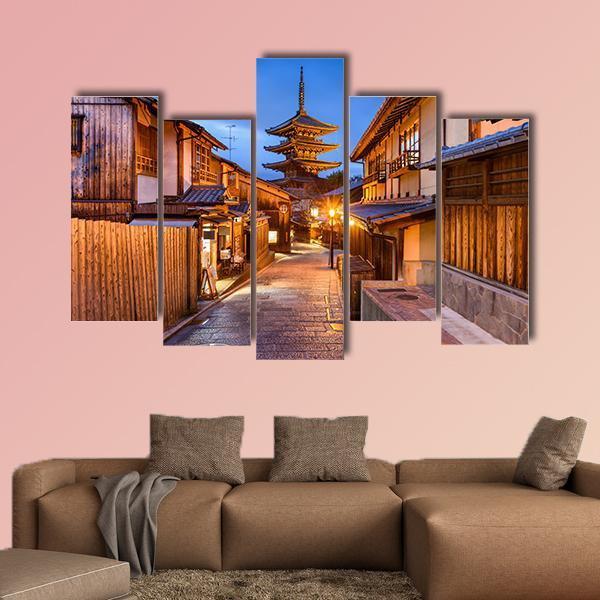 Yasaka Pagoda Temple Canvas Wall Art-5 Pop-Gallery Wrap-47" x 32"-Tiaracle