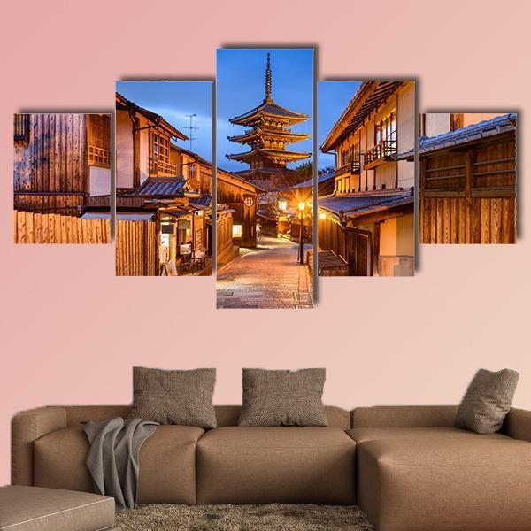 Yasaka Pagoda Temple Canvas Wall Art-5 Star-Gallery Wrap-62" x 32"-Tiaracle