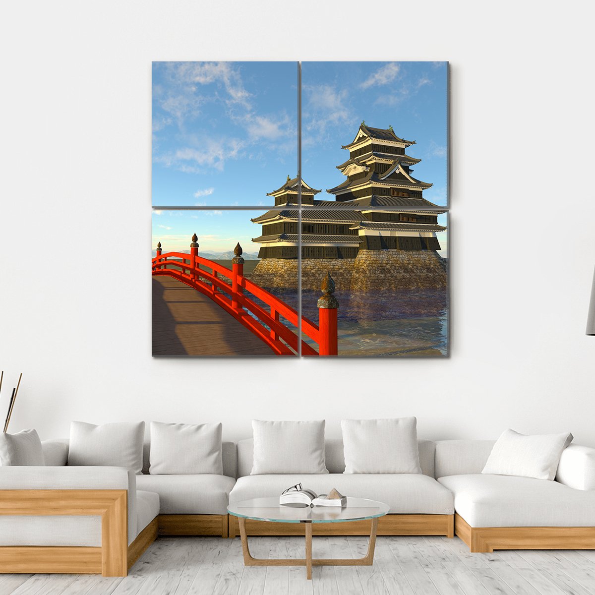 Japanese Castle Canvas Wall Art-4 Square-Gallery Wrap-17" x 17"-Tiaracle