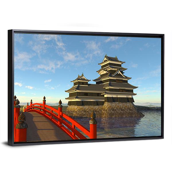 Japanese Castle Canvas Wall Art-3 Horizontal-Gallery Wrap-25" x 16"-Tiaracle