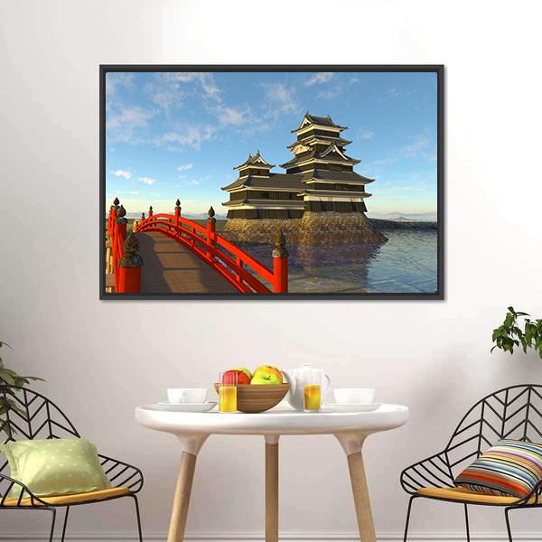 Japanese Castle Canvas Wall Art-3 Horizontal-Gallery Wrap-25" x 16"-Tiaracle