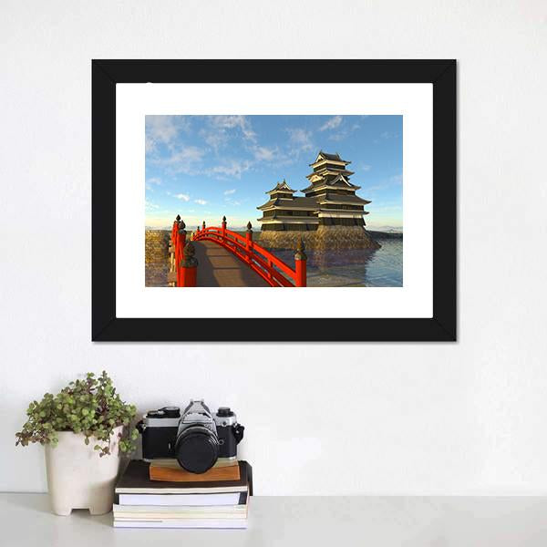 Japanese Castle Canvas Wall Art-1 Piece-Framed Print-20" x 16"-Tiaracle