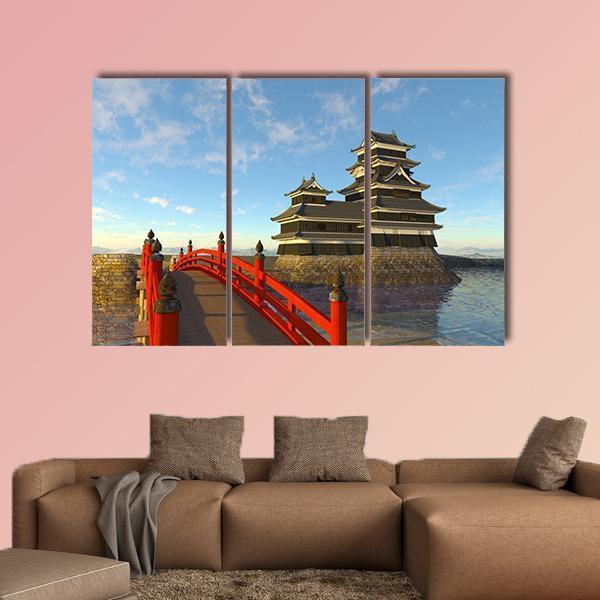 Japanese Castle Canvas Wall Art-3 Horizontal-Gallery Wrap-37" x 24"-Tiaracle