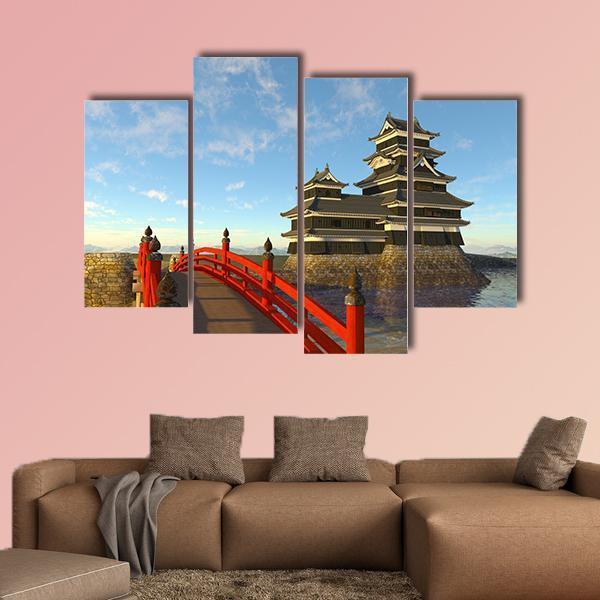 Japanese Castle Canvas Wall Art-4 Pop-Gallery Wrap-50" x 32"-Tiaracle
