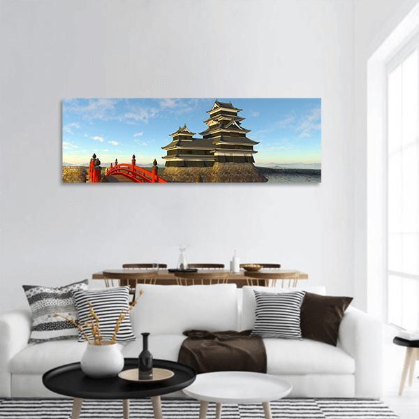 Japanese Castle Panoramic Canvas Wall Art-3 Piece-25" x 08"-Tiaracle