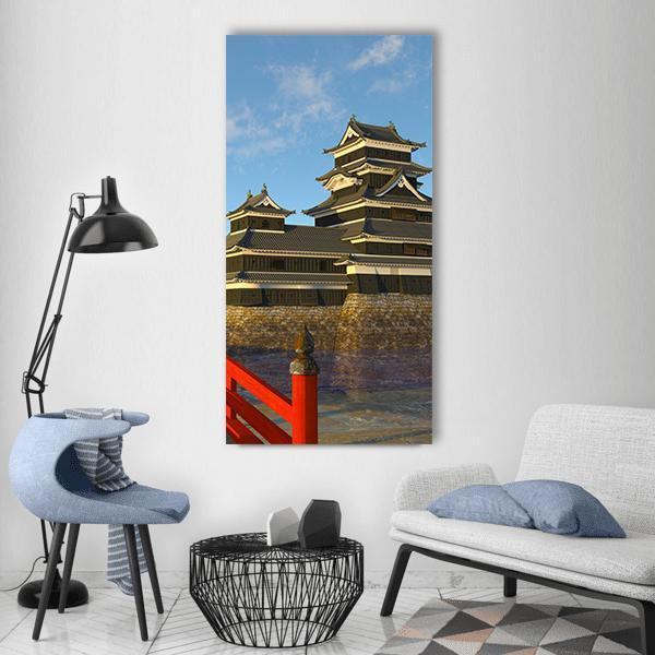 Japanese Castle Vertical Canvas Wall Art-3 Vertical-Gallery Wrap-12" x 25"-Tiaracle