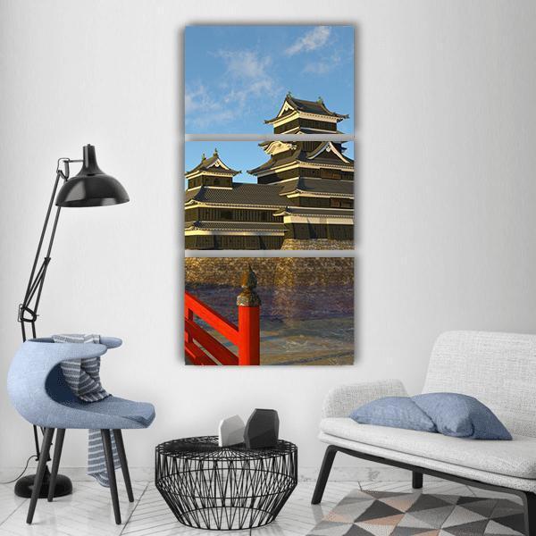 Japanese Castle Vertical Canvas Wall Art-3 Vertical-Gallery Wrap-12" x 25"-Tiaracle