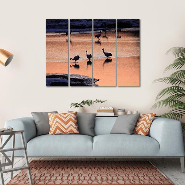 Japanese Crane Canvas Wall Art-4 Horizontal-Gallery Wrap-34" x 24"-Tiaracle