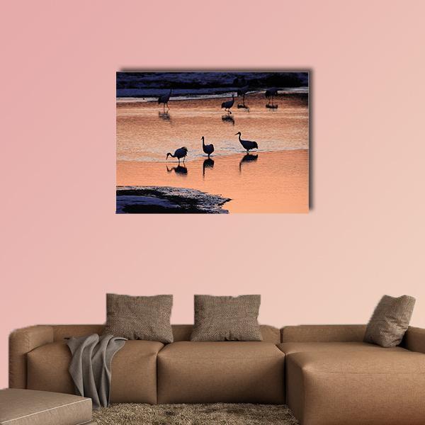 Japanese Crane Canvas Wall Art-1 Piece-Gallery Wrap-48" x 32"-Tiaracle