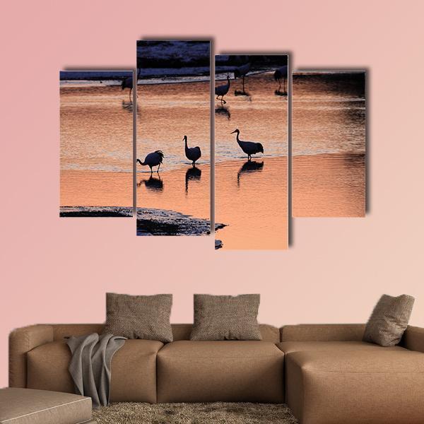 Japanese Crane Canvas Wall Art-4 Pop-Gallery Wrap-50" x 32"-Tiaracle