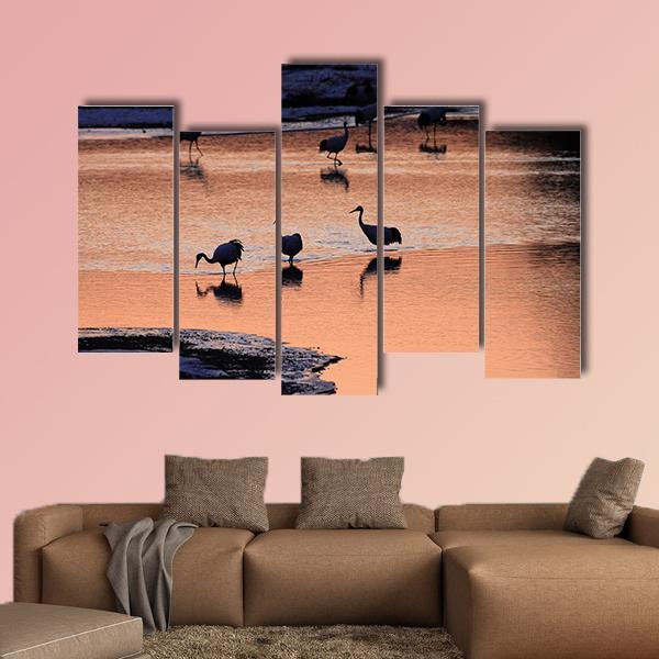 Japanese Crane Canvas Wall Art-5 Pop-Gallery Wrap-47" x 32"-Tiaracle