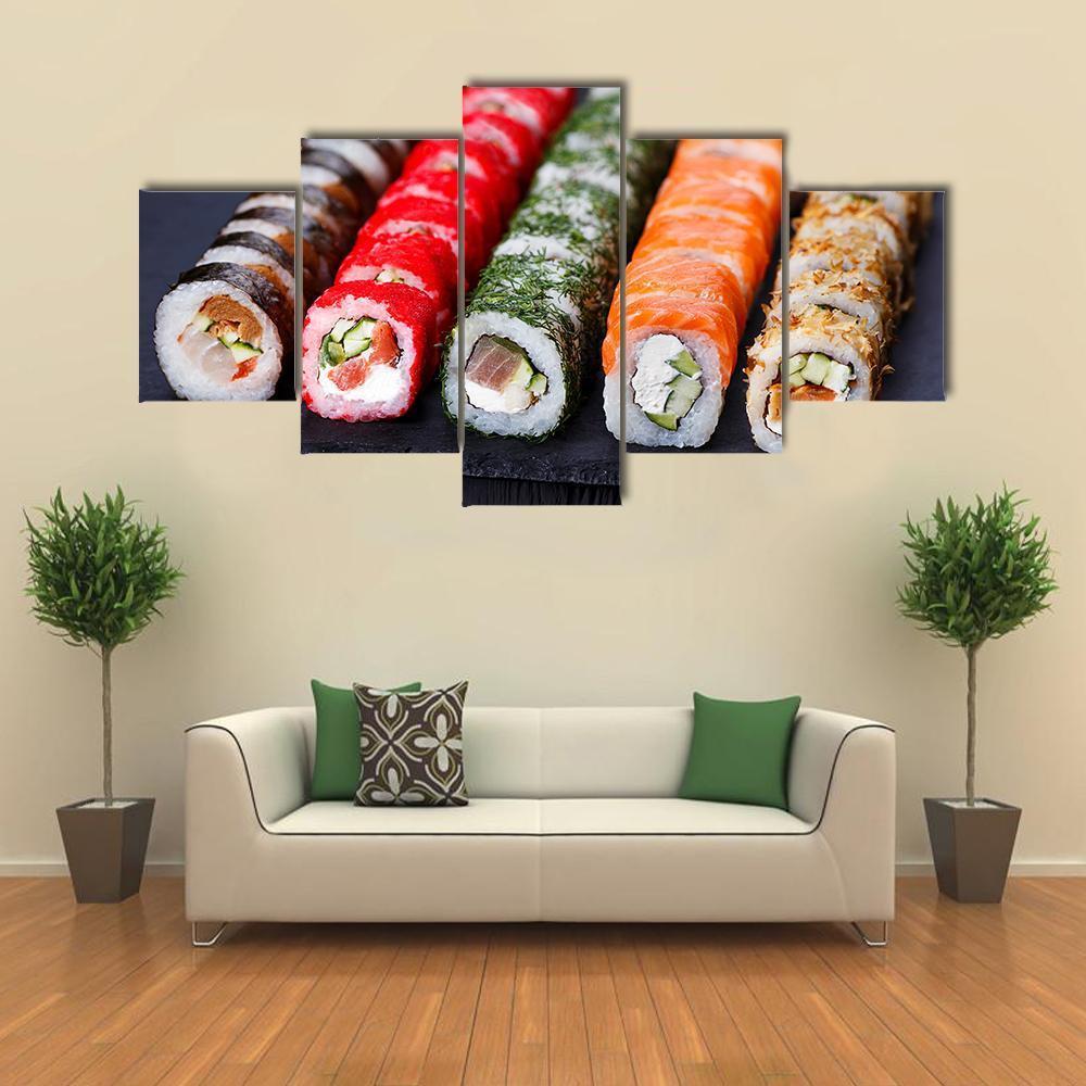 Japanese Cuisine Canvas Wall Art-5 Star-Gallery Wrap-62&quot; x 32&quot;-Tiaracle