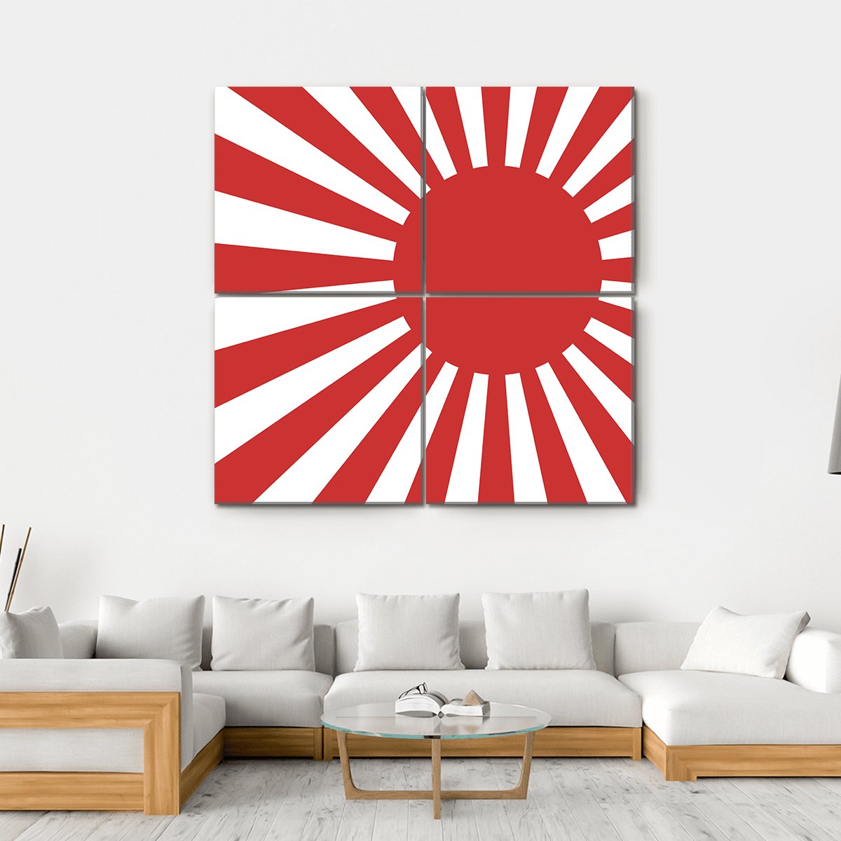 Japanese Flag Canvas Wall Art-4 Square-Gallery Wrap-17" x 17"-Tiaracle