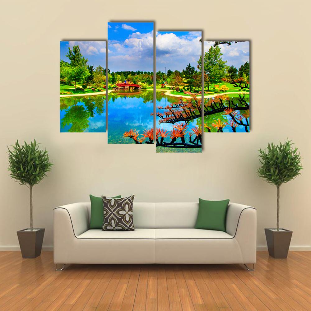Japanese Garden Canvas Wall Art-4 Pop-Gallery Wrap-34" x 20"-Tiaracle