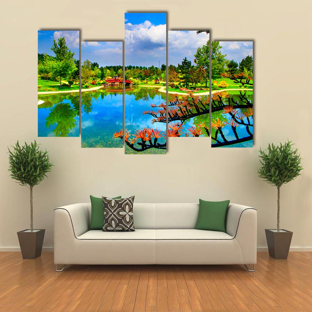 Japanese Garden Canvas Wall Art-5 Pop-Gallery Wrap-32" x 21"-Tiaracle