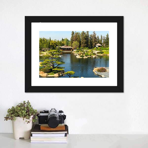 Japanese Garden Canvas Wall Art-1 Piece-Framed Print-20" x 16"-Tiaracle