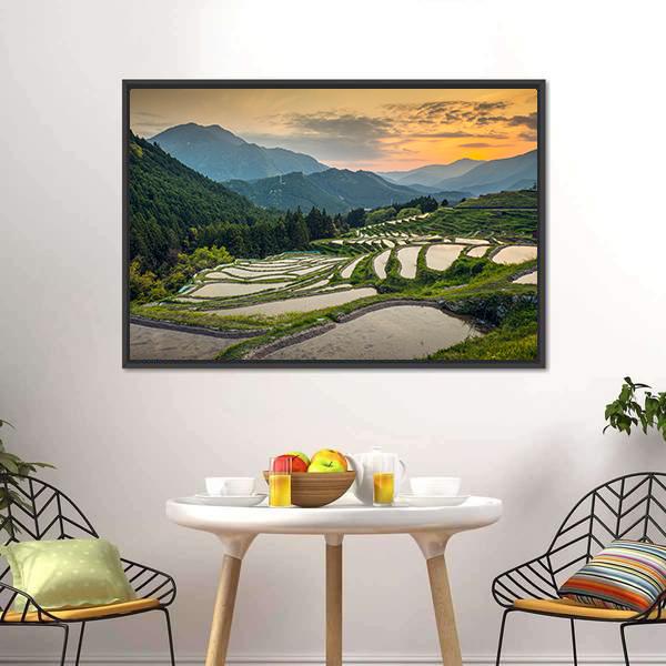 Japanese Rice Terraces Canvas Wall Art-3 Horizontal-Gallery Wrap-25" x 16"-Tiaracle