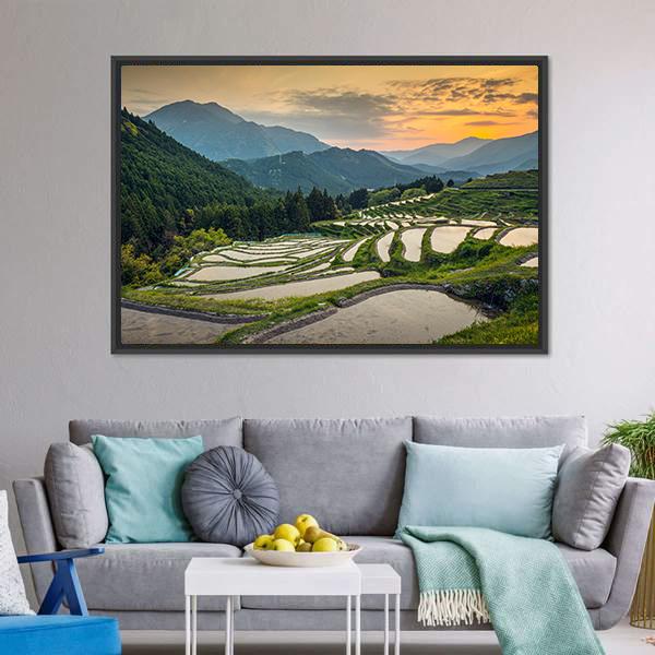 Japanese Rice Terraces Canvas Wall Art-3 Horizontal-Gallery Wrap-25" x 16"-Tiaracle
