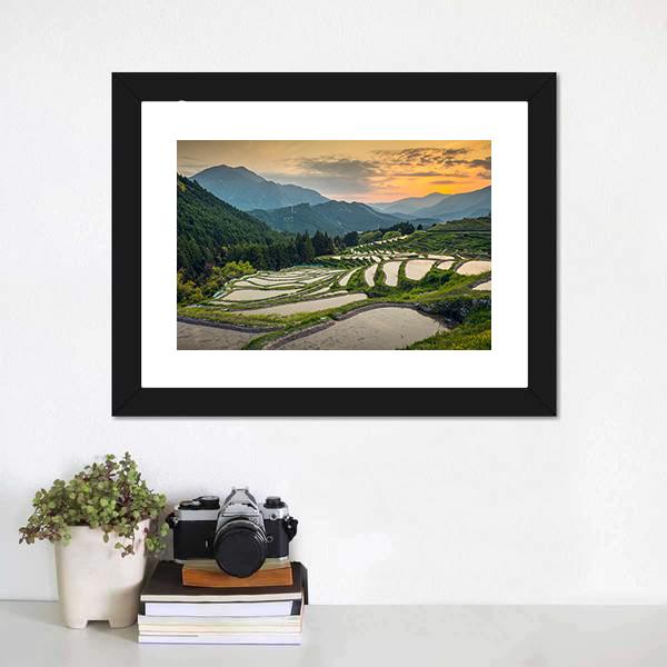 Japanese Rice Terraces Canvas Wall Art-1 Piece-Framed Print-20" x 16"-Tiaracle