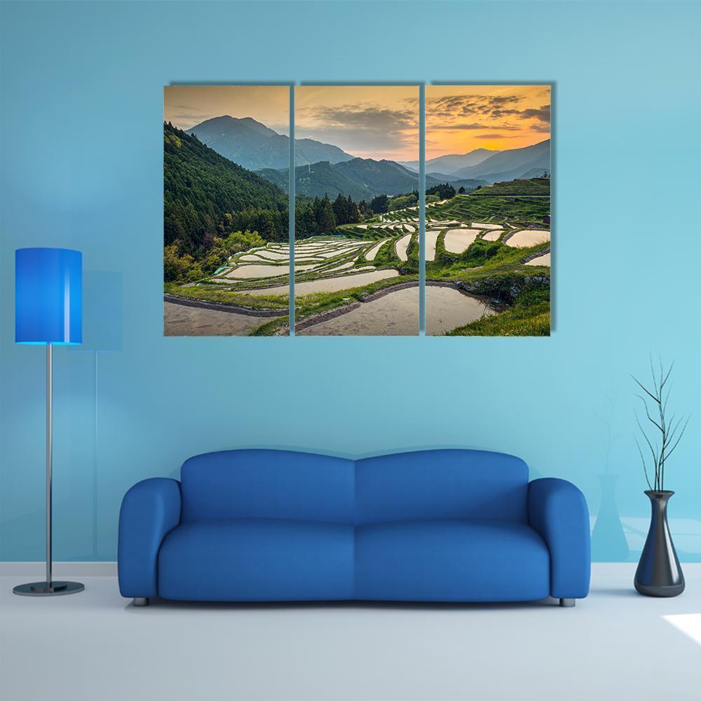 Japanese Rice Terraces Canvas Wall Art-3 Horizontal-Gallery Wrap-37" x 24"-Tiaracle