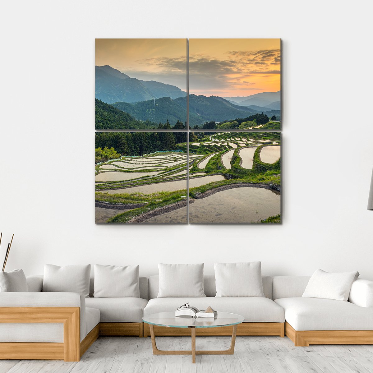 Japanese Rice Terraces Canvas Wall Art-4 Square-Gallery Wrap-17" x 17"-Tiaracle