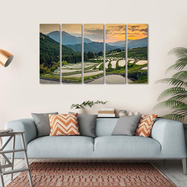 Japanese Rice Terraces Canvas Wall Art-5 Horizontal-Gallery Wrap-22" x 12"-Tiaracle