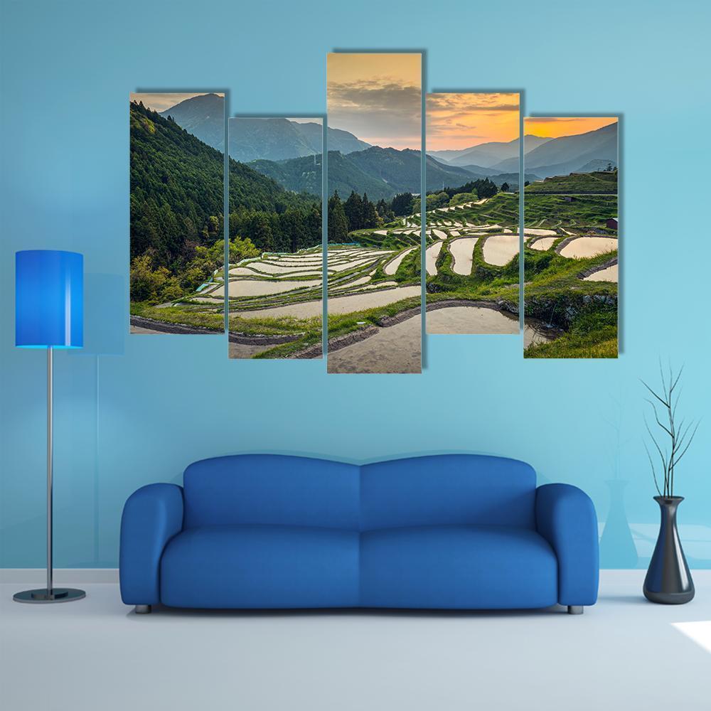 Japanese Rice Terraces Canvas Wall Art-5 Pop-Gallery Wrap-47" x 32"-Tiaracle