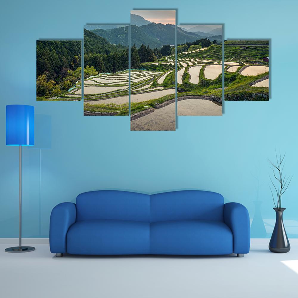 Japanese Rice Terraces Canvas Wall Art-5 Star-Gallery Wrap-62" x 32"-Tiaracle