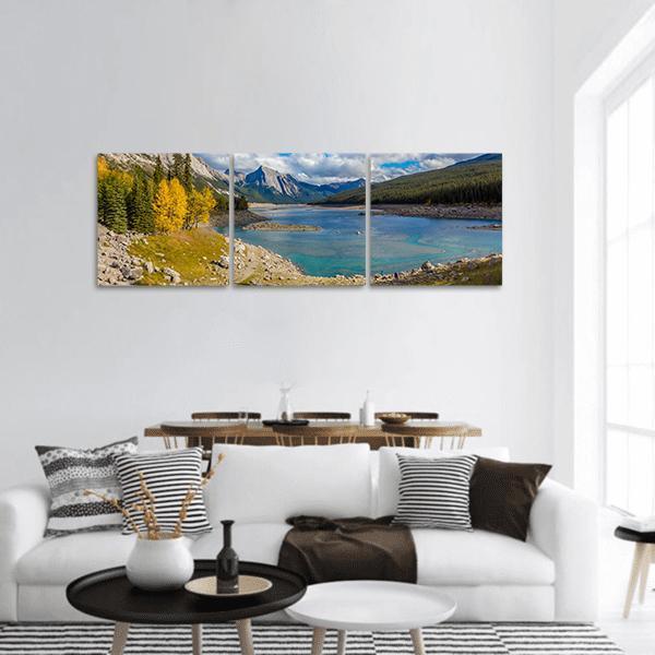Jasper National Park Canada Panoramic Canvas Wall Art-3 Piece-25" x 08"-Tiaracle