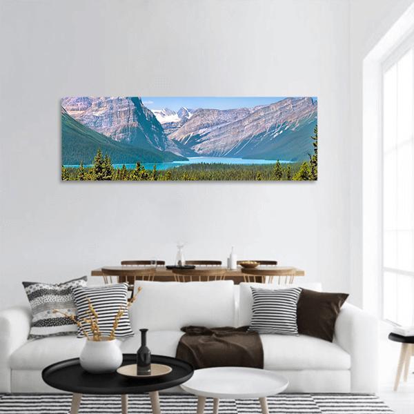 Canadian Mountains & Lake Panoramic Canvas Wall Art-3 Piece-25" x 08"-Tiaracle