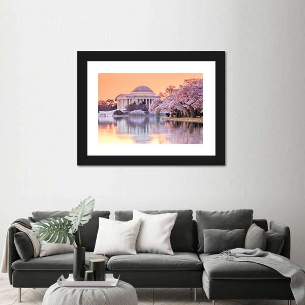 Jefferson Memorial In Spring Canvas Wall Art-1 Piece-Framed Print-20" x 16"-Tiaracle