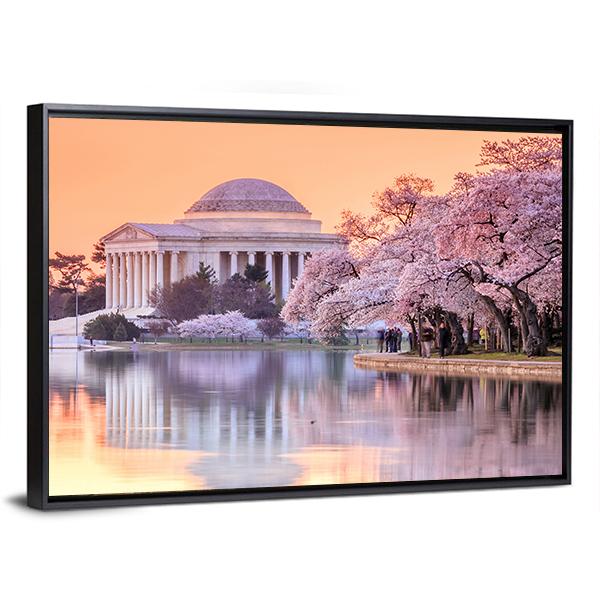 Jefferson Memorial In Spring Canvas Wall Art-3 Horizontal-Gallery Wrap-25" x 16"-Tiaracle