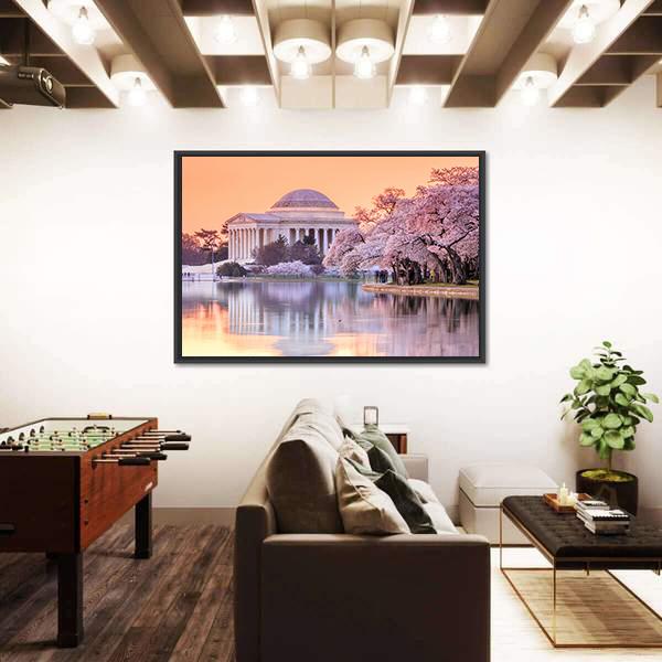 Jefferson Memorial In Spring Canvas Wall Art-5 Horizontal-Gallery Wrap-22" x 12"-Tiaracle