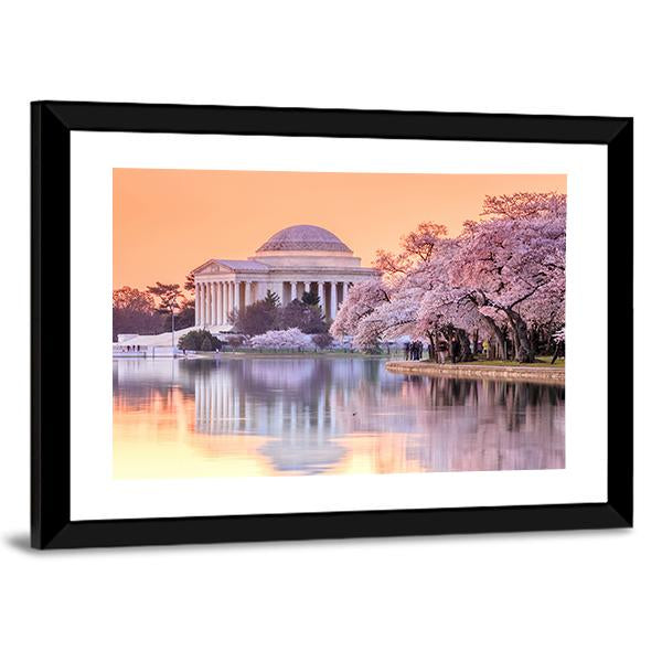 Jefferson Memorial In Spring Canvas Wall Art-5 Horizontal-Gallery Wrap-22" x 12"-Tiaracle