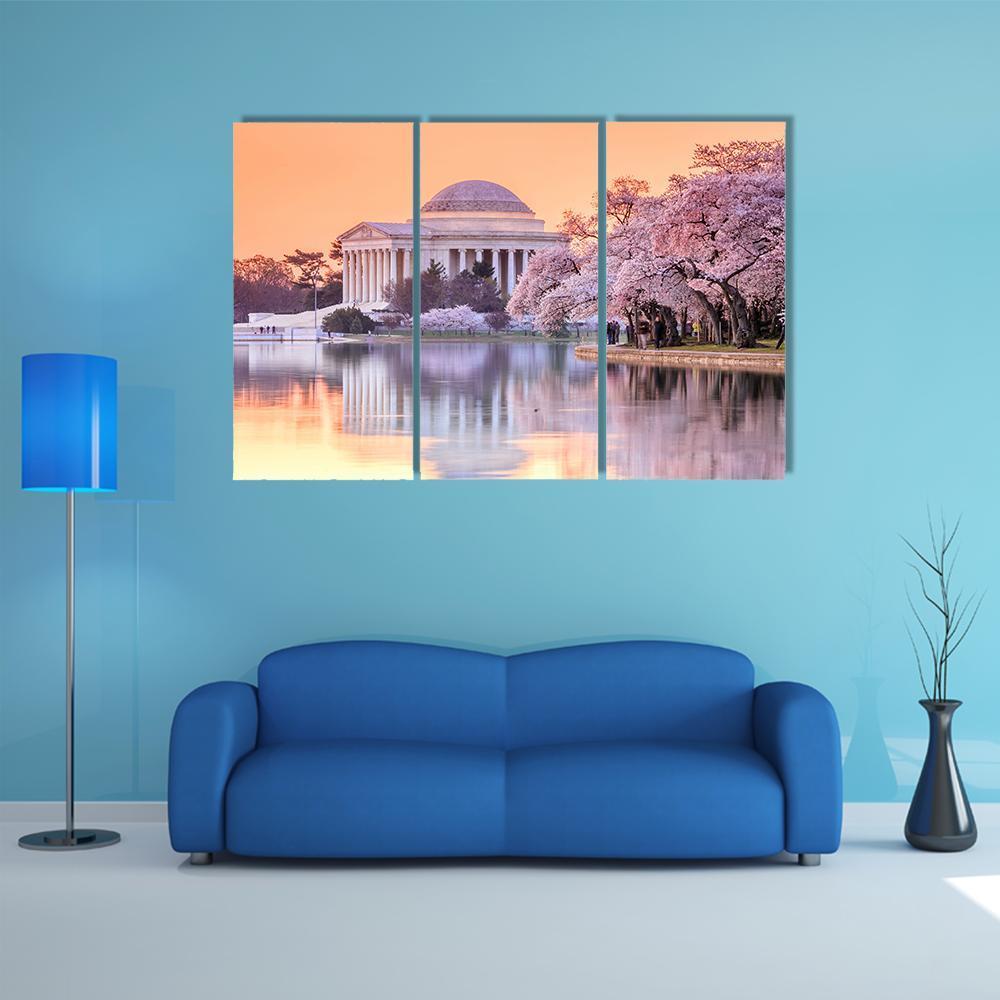 Jefferson Memorial In Spring Canvas Wall Art-3 Horizontal-Gallery Wrap-37" x 24"-Tiaracle