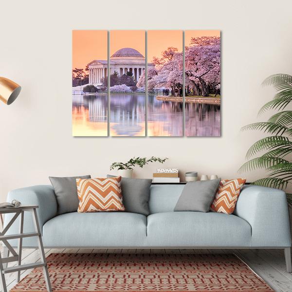 Jefferson Memorial In Spring Canvas Wall Art-4 Horizontal-Gallery Wrap-34" x 24"-Tiaracle