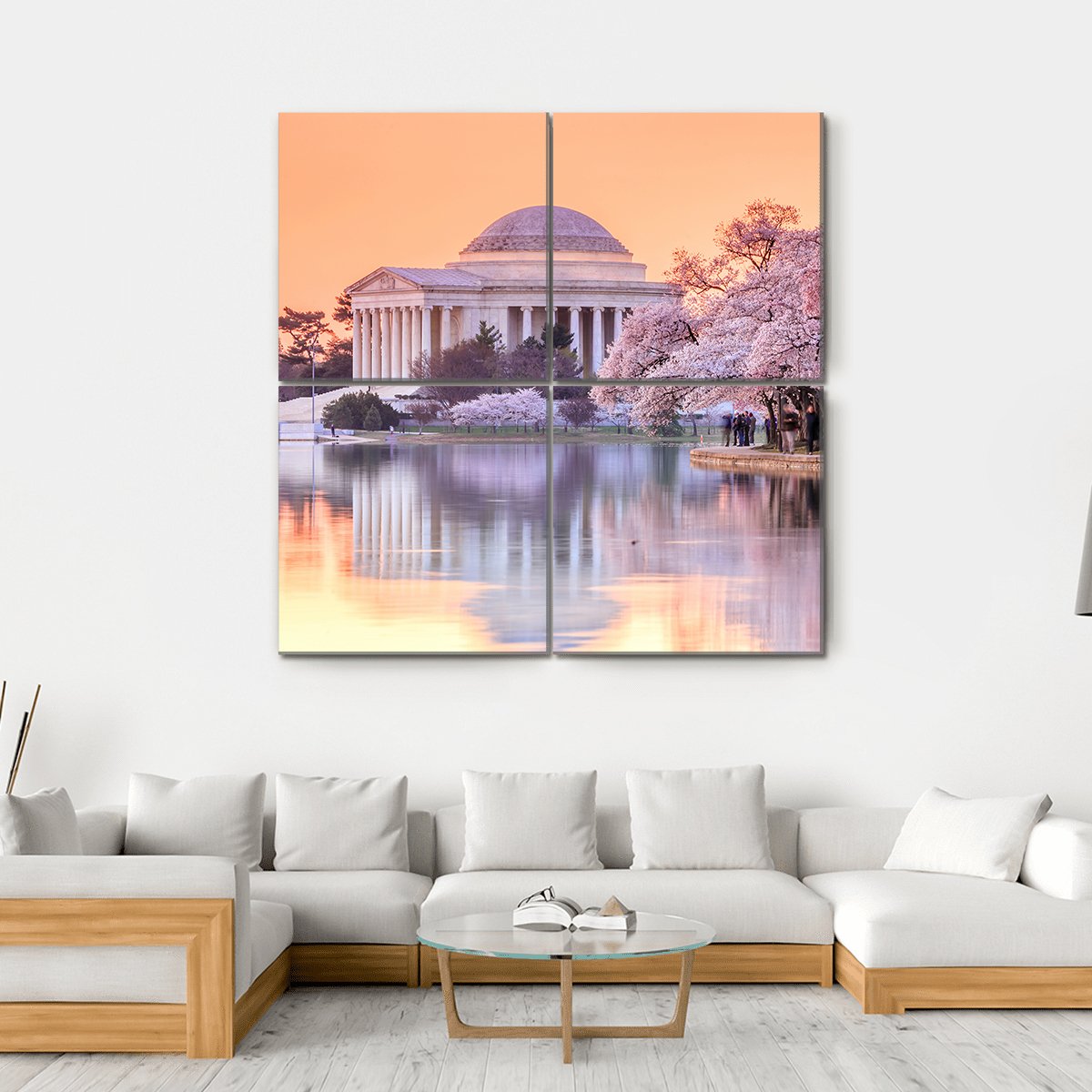 Jefferson Memorial In Spring Canvas Wall Art-4 Square-Gallery Wrap-17" x 17"-Tiaracle