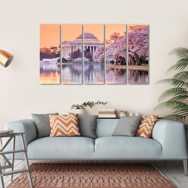 Jefferson Memorial In Spring Canvas Wall Art-5 Horizontal-Gallery Wrap-22" x 12"-Tiaracle