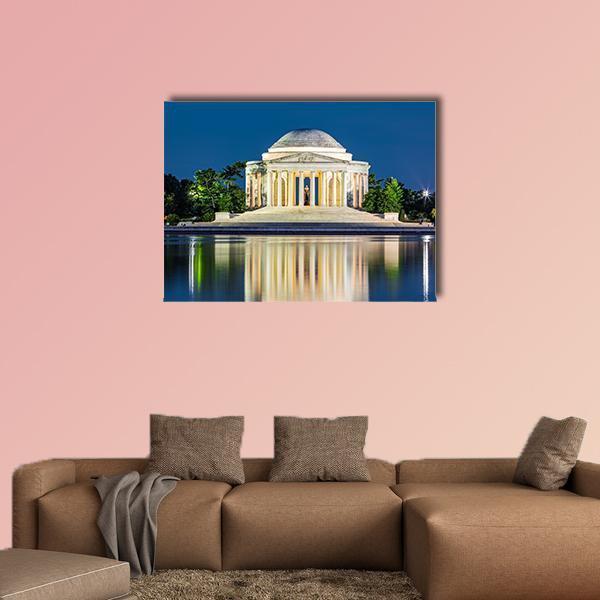 Jefferson Memorial USA Canvas Wall Art-1 Piece-Gallery Wrap-36" x 24"-Tiaracle