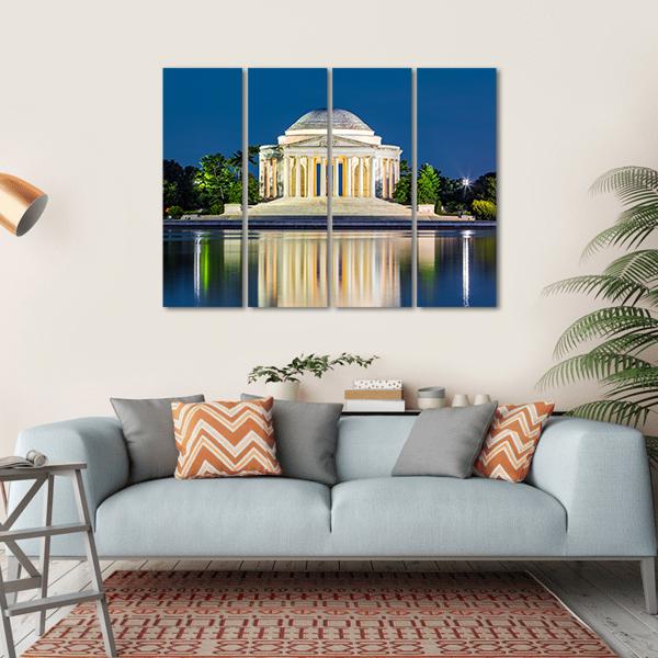 Jefferson Memorial USA Canvas Wall Art-1 Piece-Gallery Wrap-36" x 24"-Tiaracle