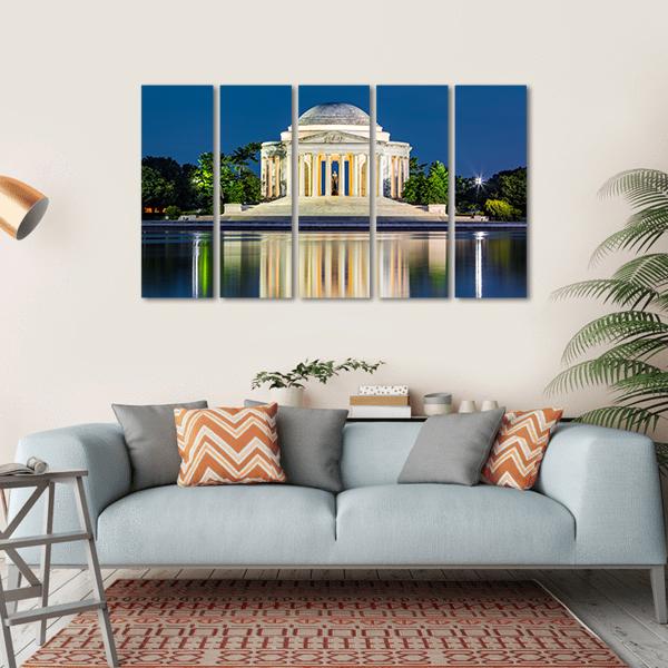 Jefferson Memorial USA Canvas Wall Art-5 Horizontal-Gallery Wrap-22" x 12"-Tiaracle