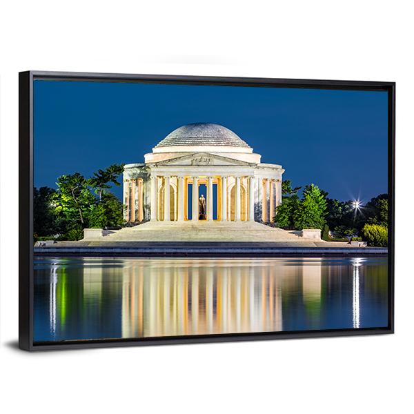 Jefferson Memorial USA Canvas Wall Art-3 Horizontal-Gallery Wrap-25" x 16"-Tiaracle