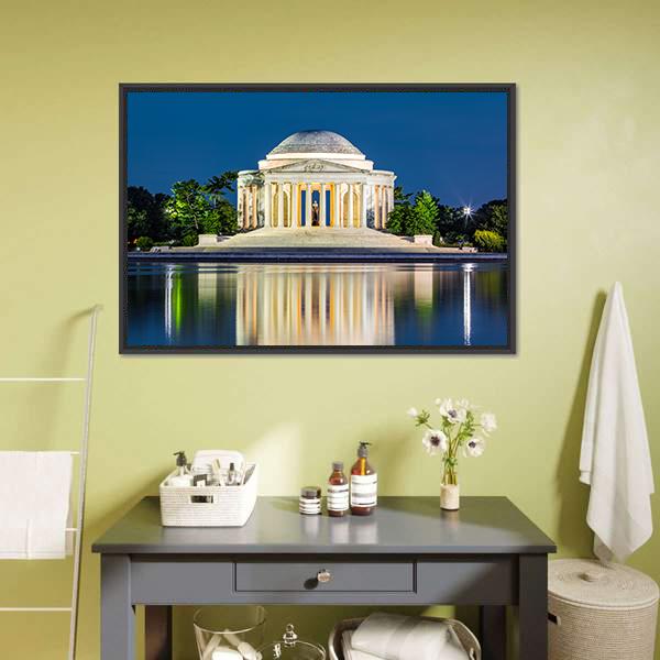 Jefferson Memorial USA Canvas Wall Art-1 Piece-Floating Frame-24" x 16"-Tiaracle