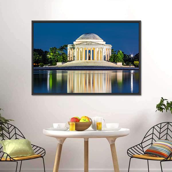 Jefferson Memorial USA Canvas Wall Art-3 Horizontal-Gallery Wrap-25" x 16"-Tiaracle