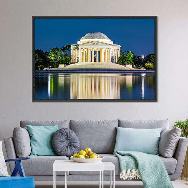 Jefferson Memorial USA Canvas Wall Art-3 Horizontal-Gallery Wrap-25" x 16"-Tiaracle