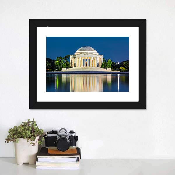 Jefferson Memorial USA Canvas Wall Art-1 Piece-Framed Print-20" x 16"-Tiaracle