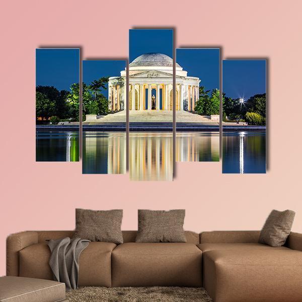 Jefferson Memorial USA Canvas Wall Art-5 Pop-Gallery Wrap-47" x 32"-Tiaracle