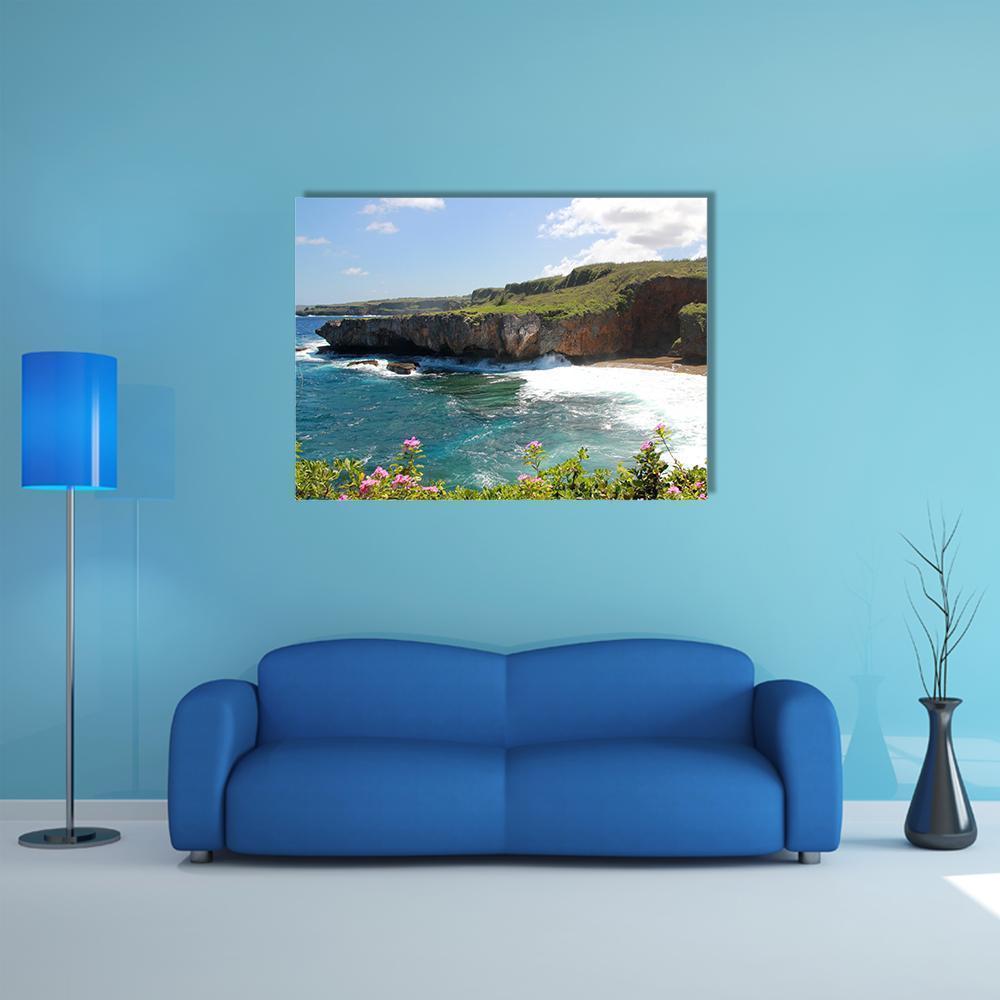 Jeffrey Beach In Saipan Canvas Wall Art-4 Horizontal-Gallery Wrap-34" x 24"-Tiaracle