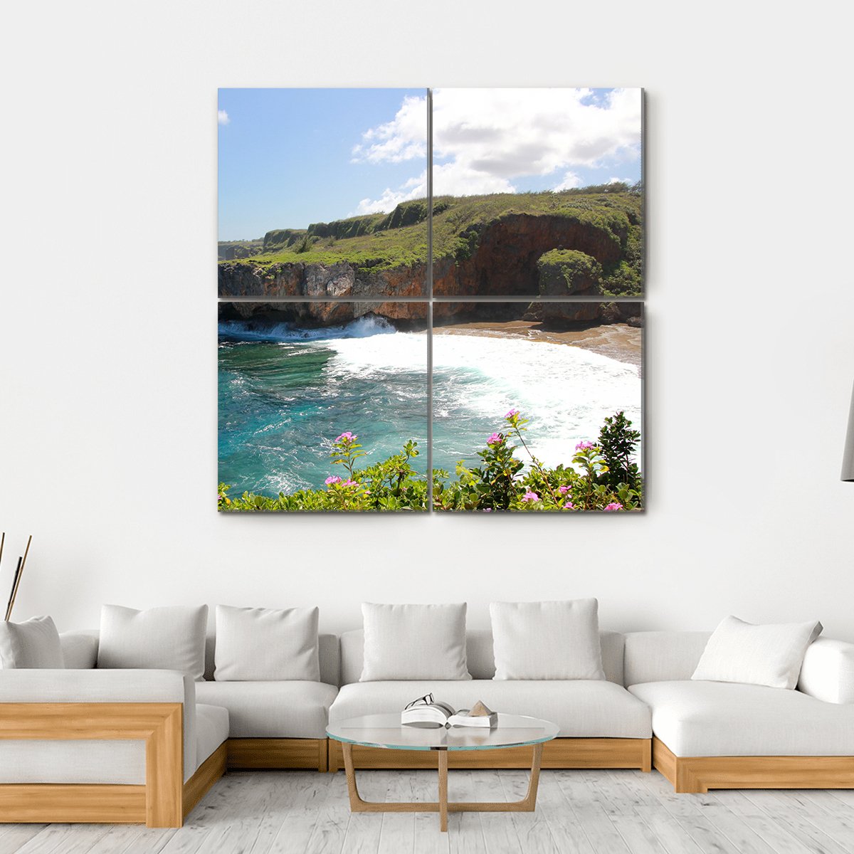 Jeffrey Beach In Saipan Canvas Wall Art-4 Square-Gallery Wrap-17" x 17"-Tiaracle