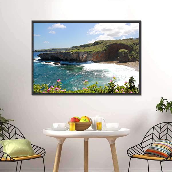 Jeffrey Beach In Saipan Canvas Wall Art-3 Horizontal-Gallery Wrap-25" x 16"-Tiaracle